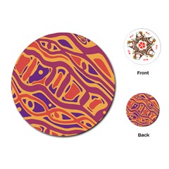 Orange Decorative Abstract Art Playing Cards (round)  by Valentinaart