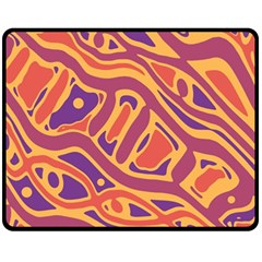 Orange Decorative Abstract Art Fleece Blanket (medium)  by Valentinaart