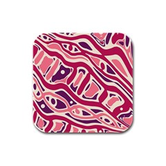 Pink And Purple Abstract Art Rubber Square Coaster (4 Pack)  by Valentinaart