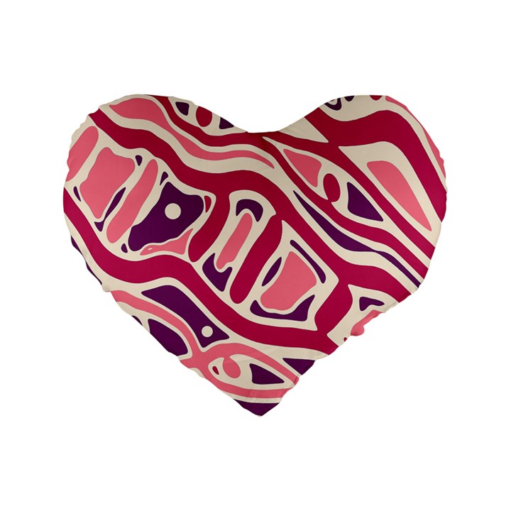 Pink and purple abstract art Standard 16  Premium Heart Shape Cushions