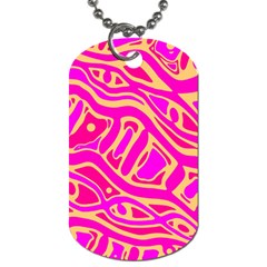 Pink Abstract Art Dog Tag (two Sides) by Valentinaart