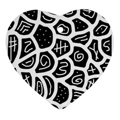 Black And White Playful Design Ornament (heart)  by Valentinaart