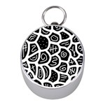 Black and white playful design Mini Silver Compasses Front