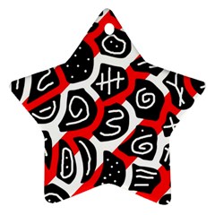Red Playful Design Ornament (star)  by Valentinaart