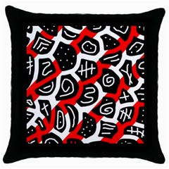 Red Playful Design Throw Pillow Case (black) by Valentinaart
