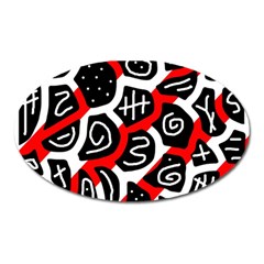 Red Playful Design Oval Magnet by Valentinaart