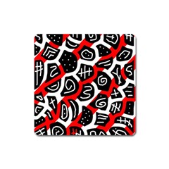 Red Playful Design Square Magnet by Valentinaart