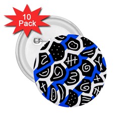 Blue Playful Design 2 25  Buttons (10 Pack)  by Valentinaart