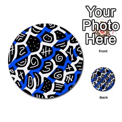 Blue Playful Design Multi-purpose Cards (round) 