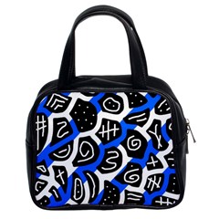 Blue Playful Design Classic Handbags (2 Sides) by Valentinaart