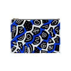 Blue Playful Design Cosmetic Bag (medium)  by Valentinaart