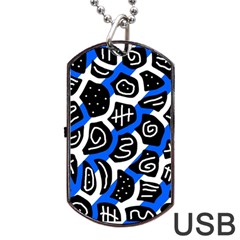 Blue Playful Design Dog Tag Usb Flash (two Sides)  by Valentinaart