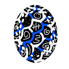 Blue Playful Design Ornament (oval Filigree)  by Valentinaart