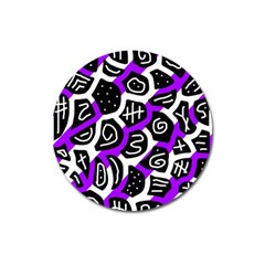 Purple Playful Design Magnet 3  (round)