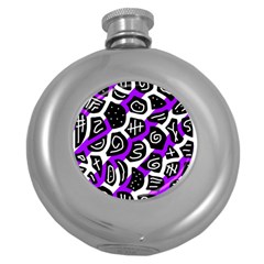 Purple Playful Design Round Hip Flask (5 Oz) by Valentinaart