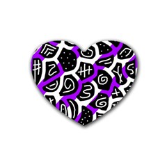 Purple Playful Design Rubber Coaster (heart)  by Valentinaart