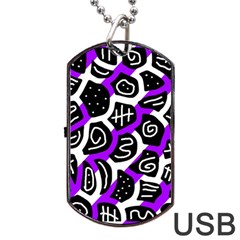 Purple Playful Design Dog Tag Usb Flash (two Sides)  by Valentinaart