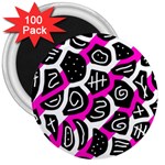 Magenta playful design 3  Magnets (100 pack) Front