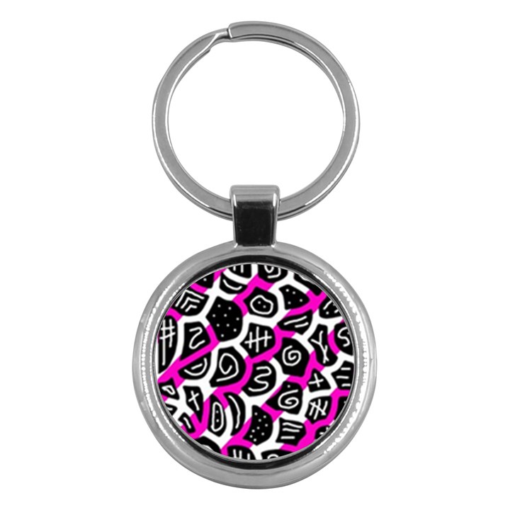 Magenta playful design Key Chains (Round) 