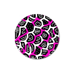 Magenta Playful Design Magnet 3  (round) by Valentinaart