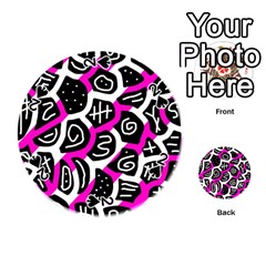 Magenta Playful Design Playing Cards 54 (round)  by Valentinaart