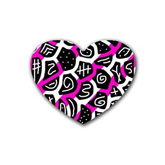 Magenta Playful Design Heart Coaster (4 Pack)  by Valentinaart
