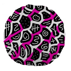 Magenta Playful Design Large 18  Premium Flano Round Cushions by Valentinaart