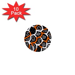 Orange Playful Design 1  Mini Buttons (10 Pack)  by Valentinaart