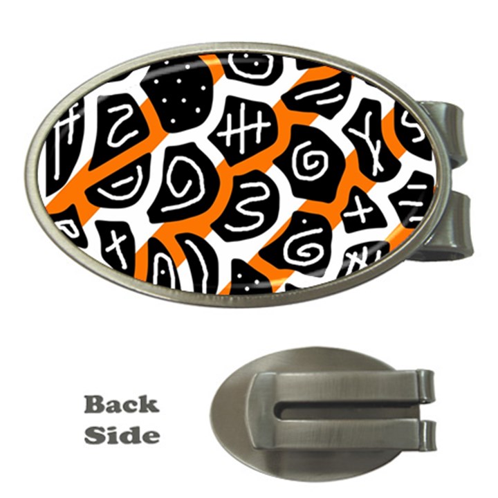 Orange playful design Money Clips (Oval) 