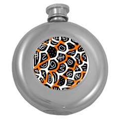 Orange Playful Design Round Hip Flask (5 Oz) by Valentinaart