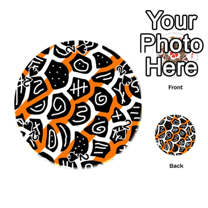 Orange playful design Playing Cards 54 (Round) 