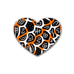 Orange Playful Design Heart Coaster (4 Pack)  by Valentinaart