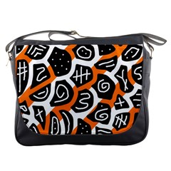 Orange Playful Design Messenger Bags by Valentinaart