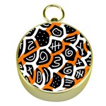 Orange playful design Gold Compasses Front