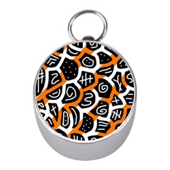 Orange Playful Design Mini Silver Compasses by Valentinaart