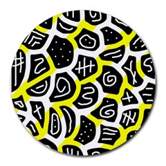 Yellow Playful Design Round Mousepads by Valentinaart