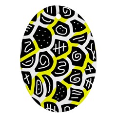 Yellow Playful Design Ornament (oval)  by Valentinaart