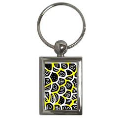 Yellow Playful Design Key Chains (rectangle)  by Valentinaart