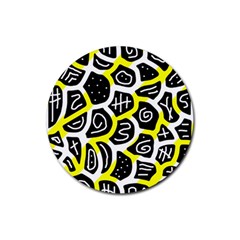Yellow Playful Design Rubber Round Coaster (4 Pack)  by Valentinaart