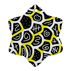 Yellow Playful Design Snowflake Ornament (2-side) by Valentinaart