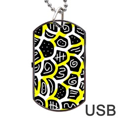 Yellow Playful Design Dog Tag Usb Flash (one Side) by Valentinaart