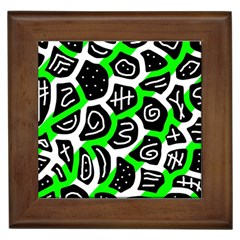 Green Playful Design Framed Tiles by Valentinaart