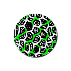 Green Playful Design Rubber Coaster (round)  by Valentinaart