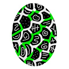 Green Playful Design Oval Ornament (two Sides) by Valentinaart