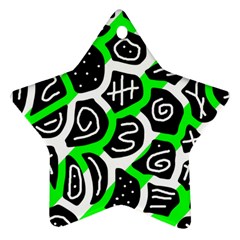 Green Playful Design Star Ornament (two Sides)  by Valentinaart