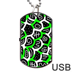 Green Playful Design Dog Tag Usb Flash (two Sides) 