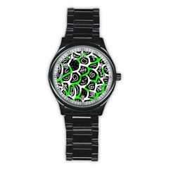 Green Playful Design Stainless Steel Round Watch by Valentinaart