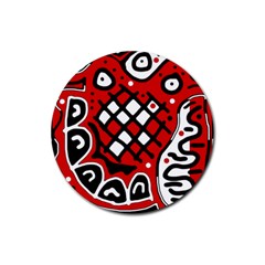 Red High Art Abstraction Rubber Round Coaster (4 Pack) 