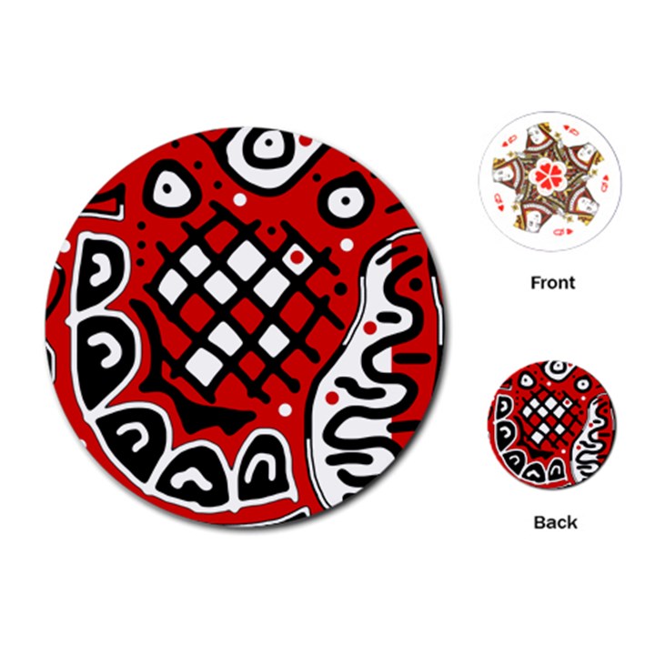 Red high art abstraction Playing Cards (Round) 