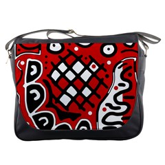 Red High Art Abstraction Messenger Bags